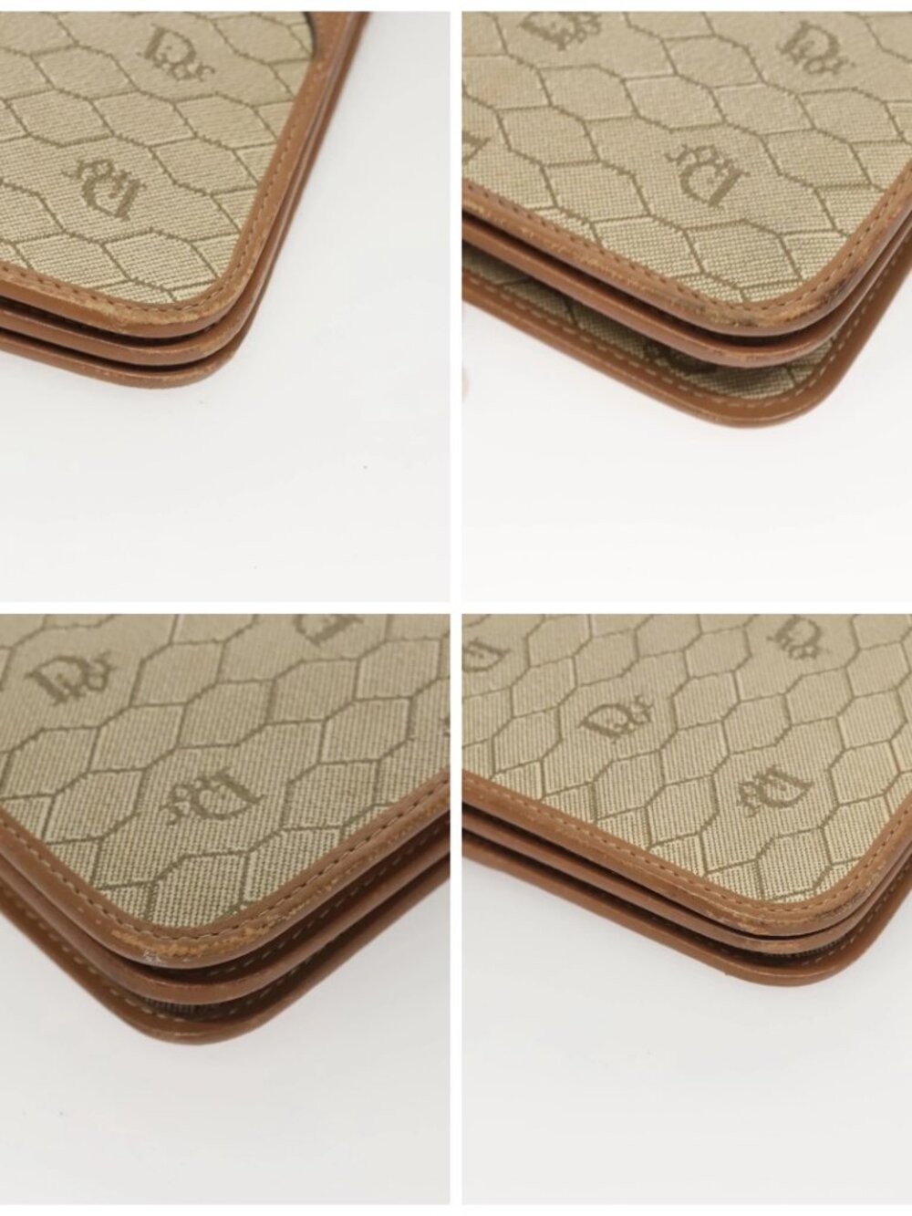 Christian Dior Honeycomb Canvas Chain Shoulder Bag PVC Leather Beige Auth sw505 - Picture 15 of 16